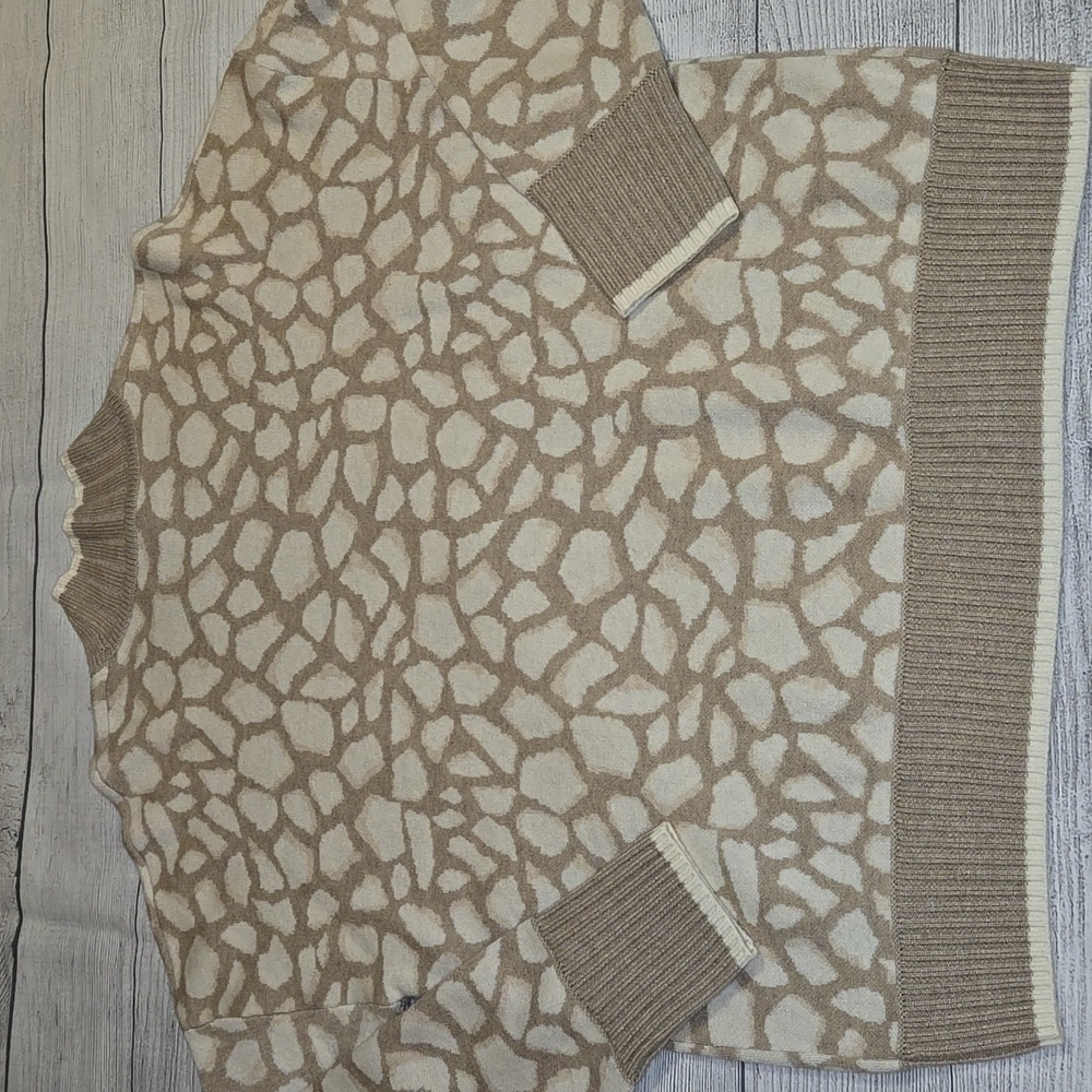 Vineyard Vines Double Knit Mock Neck Jacquard Sweater Cream and Tan Size L - Picture 2 of 9